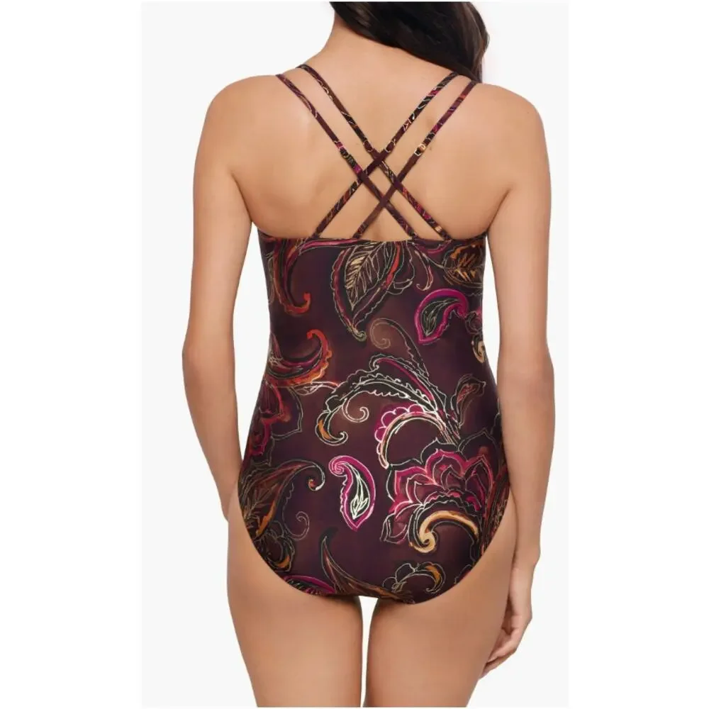 MagicSuit Empress Celeste One-Piece Swimsuit Purple Gold Womens US10